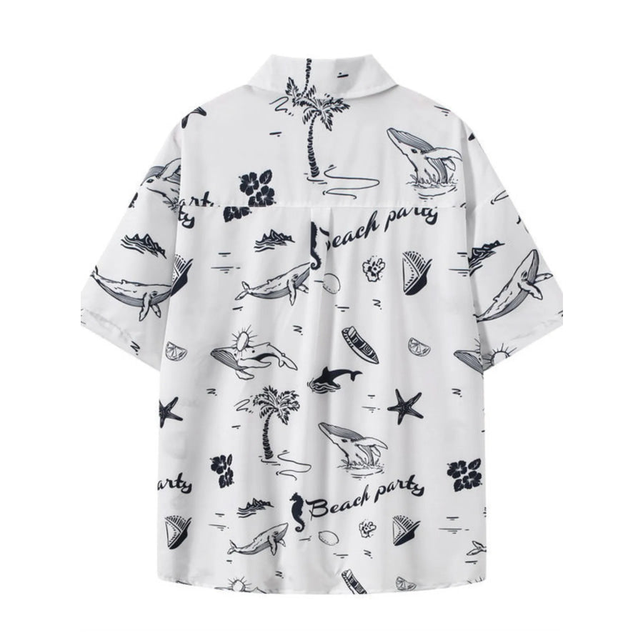 Men’s Plus Size Tropical Print Short Sleeve Shirt Apparel and Accessories