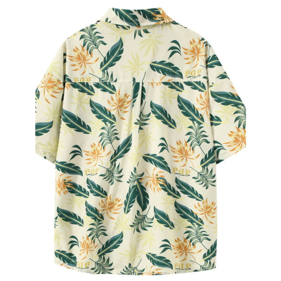 Men’s Plus Size Tropical Print Short Sleeve Shirt Apparel and Accessories