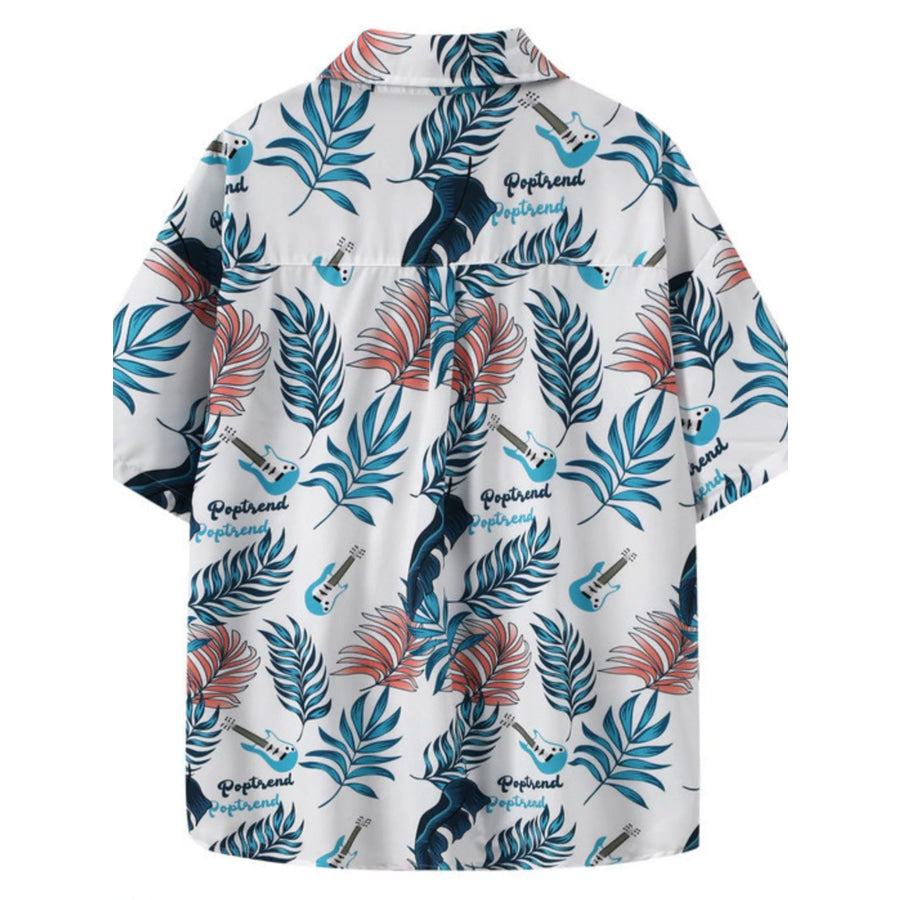 Men’s Plus Size Tropical Print Short Sleeve Shirt Apparel and Accessories