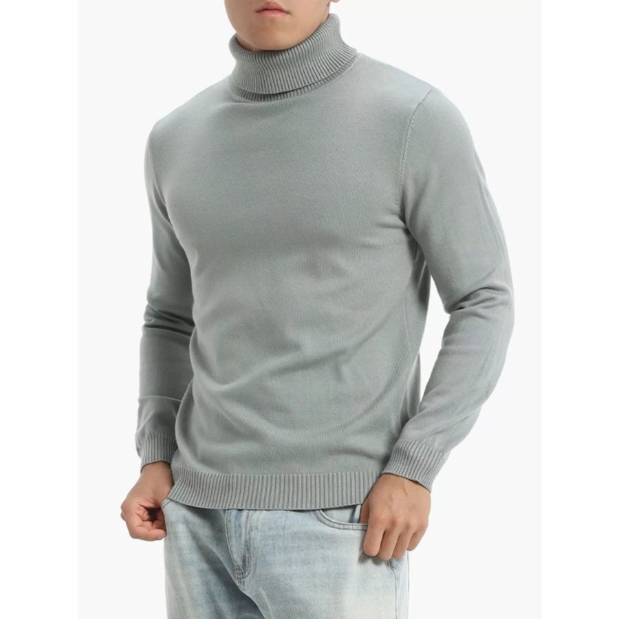 Men’s Plus Size Turtleneck Long Sleeve Sweater Grass Green / M Apparel and Accessories