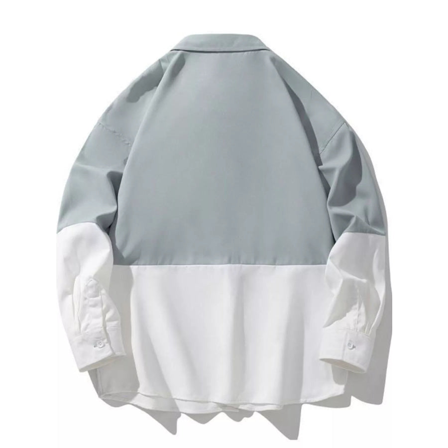 Men’s Plus Size Two-Tone Casual Button-Down Shirt Apparel and Accessories