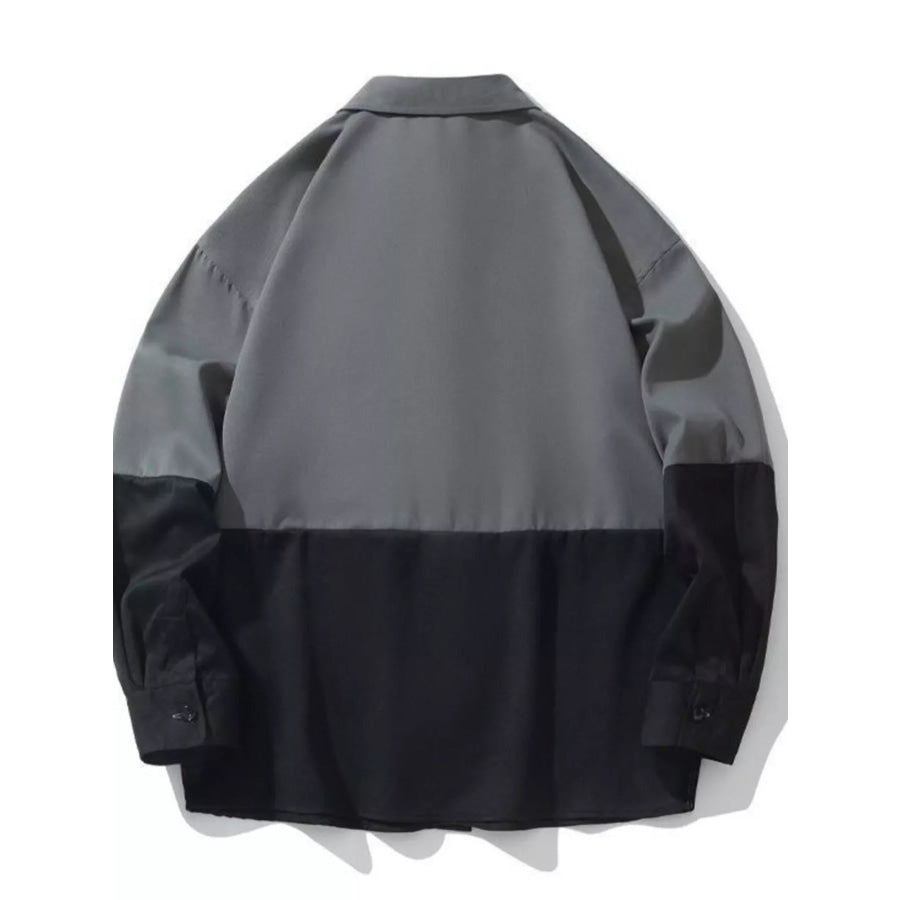Men’s Plus Size Two-Tone Casual Button-Down Shirt Apparel and Accessories
