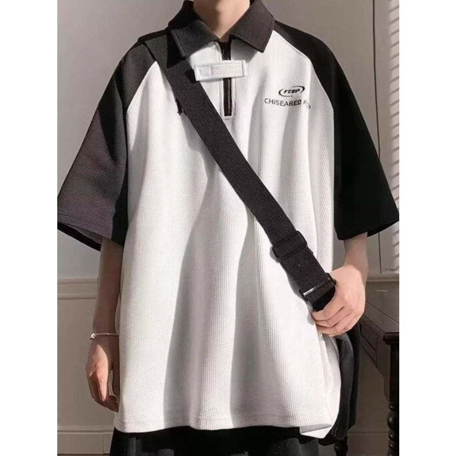 Men’s Plus Size Two-Tone Casual Polo White / M Apparel and Accessories