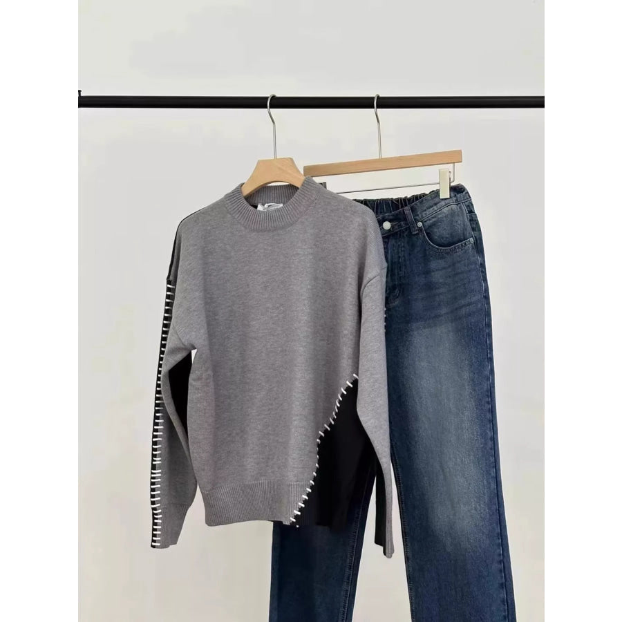 Men’s Plus Size Two-Tone Mock Neck Sweater Apparel and Accessories