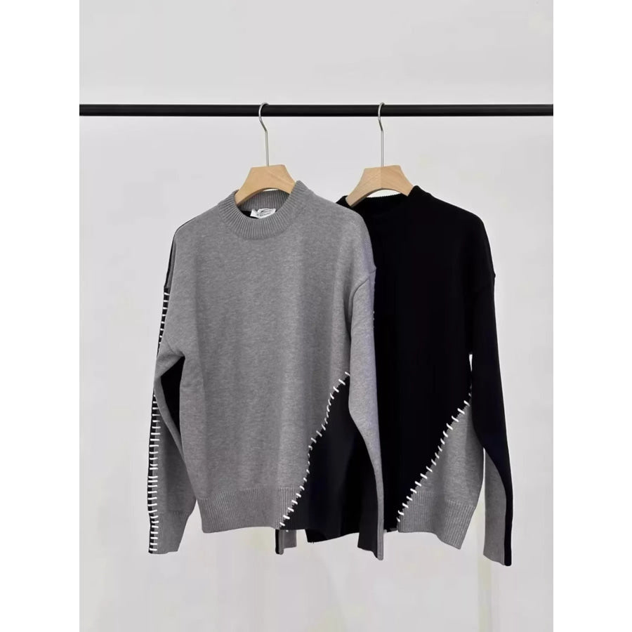 Men’s Plus Size Two-Tone Mock Neck Sweater Apparel and Accessories
