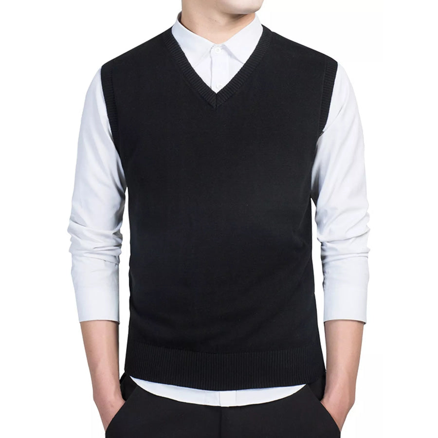 Men’s Plus Size V-Neck Sweater Vest Black / M Apparel and Accessories
