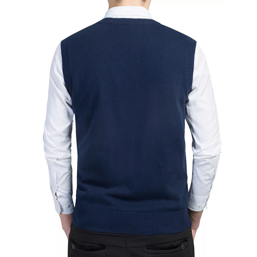 Men’s Plus Size V-Neck Sweater Vest Dark Blue / M Apparel and Accessories