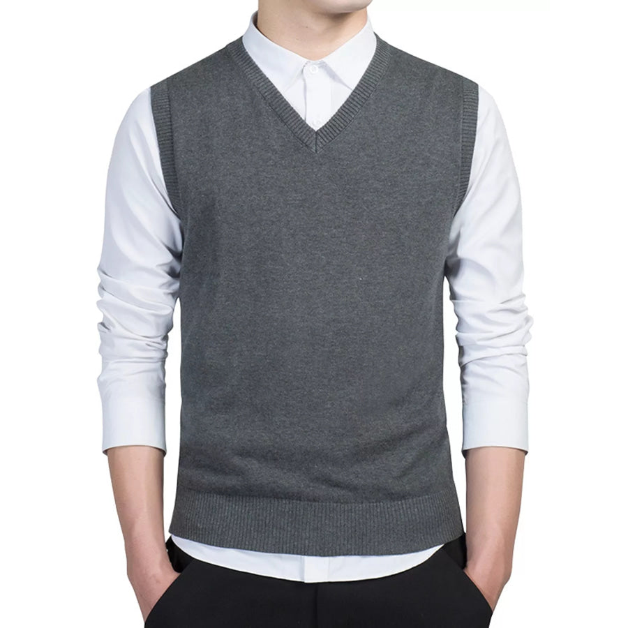 Men’s Plus Size V-Neck Sweater Vest Dark Gray / M Apparel and Accessories