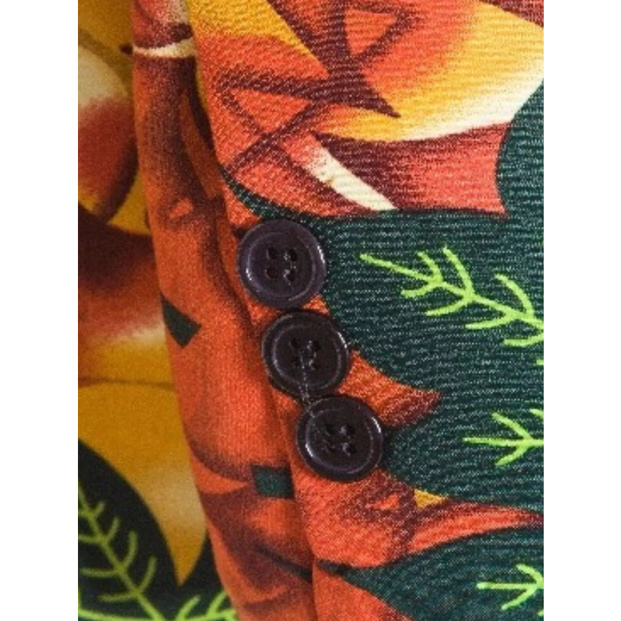 Men’s Plus Size Vibrant Leaf Print Blazer Apparel and Accessories