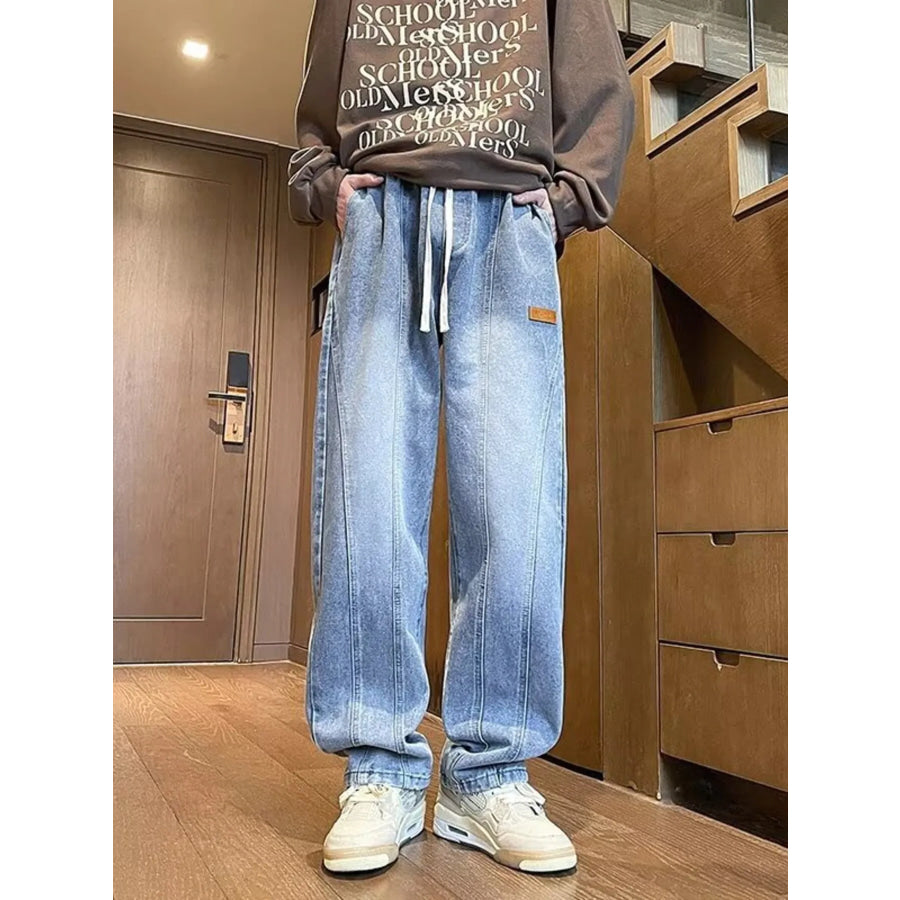Men’s Plus Size Vintage Wash Straight-Leg Jeans Blue / M Apparel and Accessories