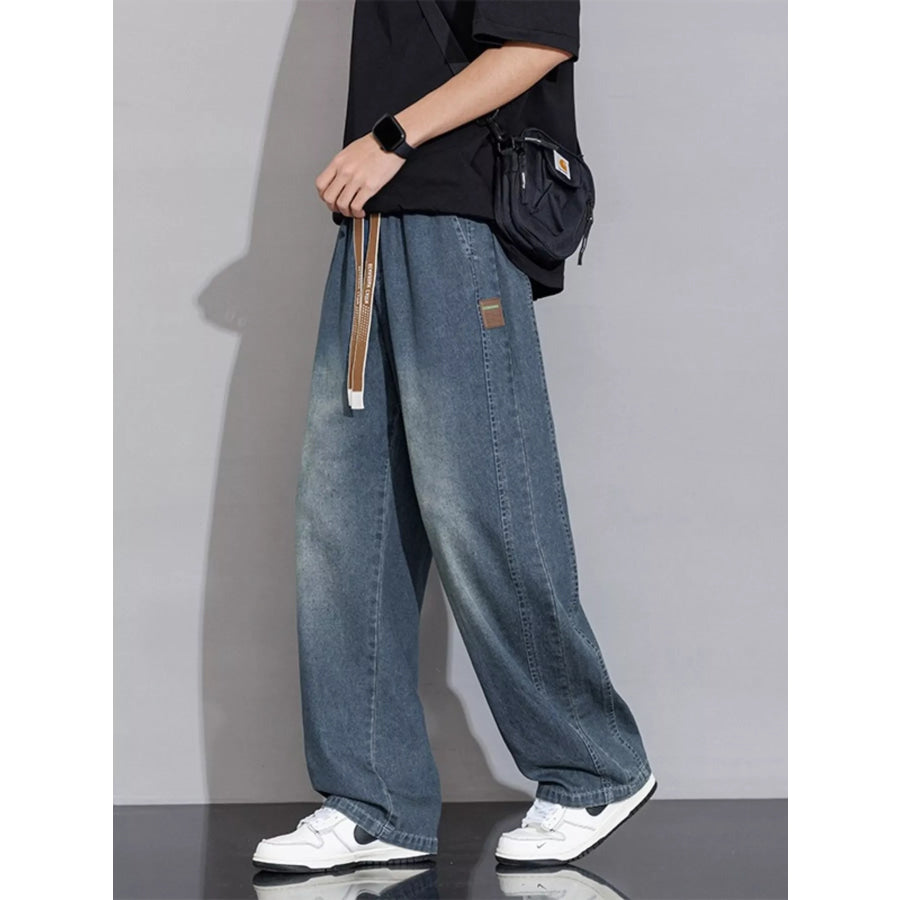 Men’s Plus Size Vintage Wash Wide Leg Jeans Apparel and Accessories