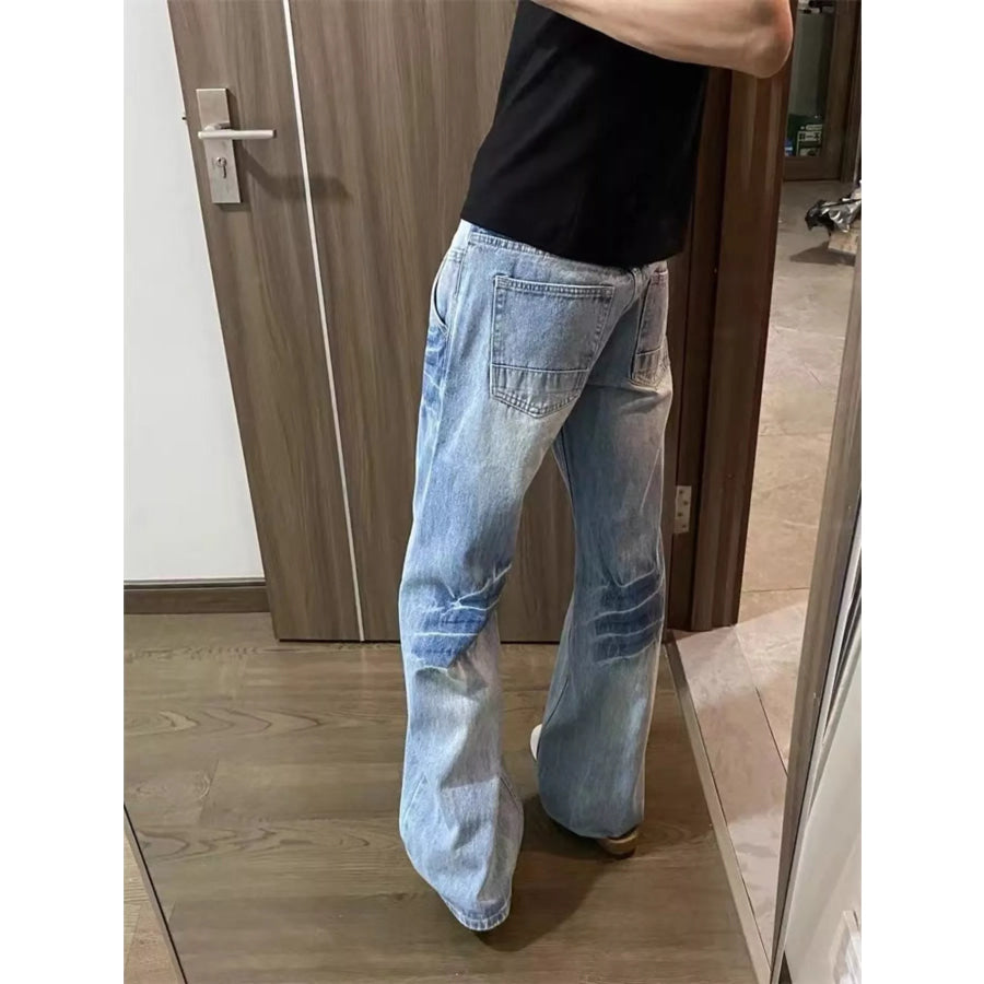 Men’s Plus Size Vintage Wash Wide Leg Jeans Apparel and Accessories