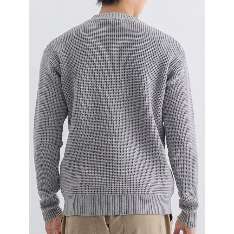 Men’s Plus Size Waffle Knit Crew Neck Sweater Apparel and Accessories