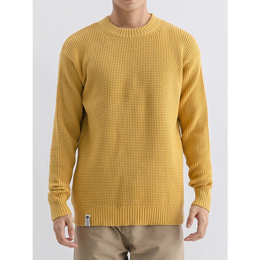 Men’s Plus Size Waffle Knit Crew Neck Sweater Ginger / M Apparel and Accessories