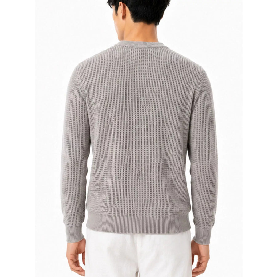 Men’s Plus Size Waffle-Knit Crew Neck Knit Top Apparel and Accessories