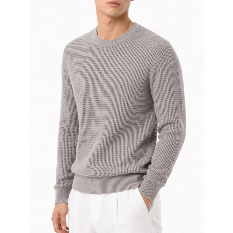 Men’s Plus Size Waffle-Knit Crew Neck Knit Top Apparel and Accessories