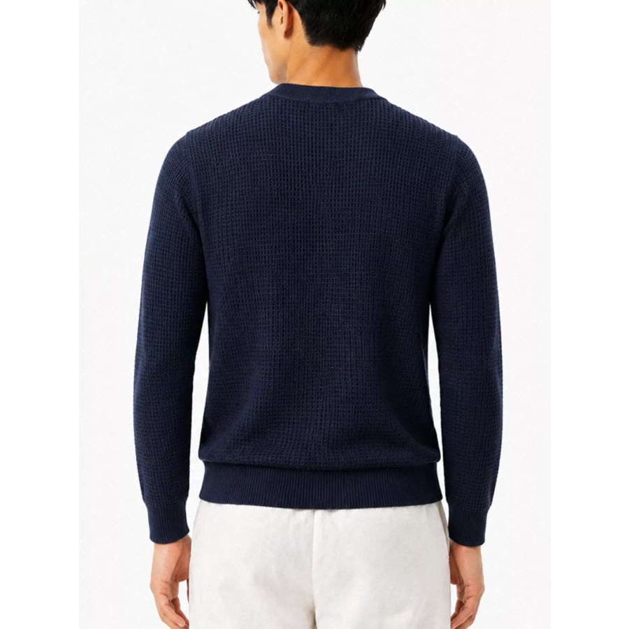 Men’s Plus Size Waffle-Knit Crew Neck Knit Top Apparel and Accessories