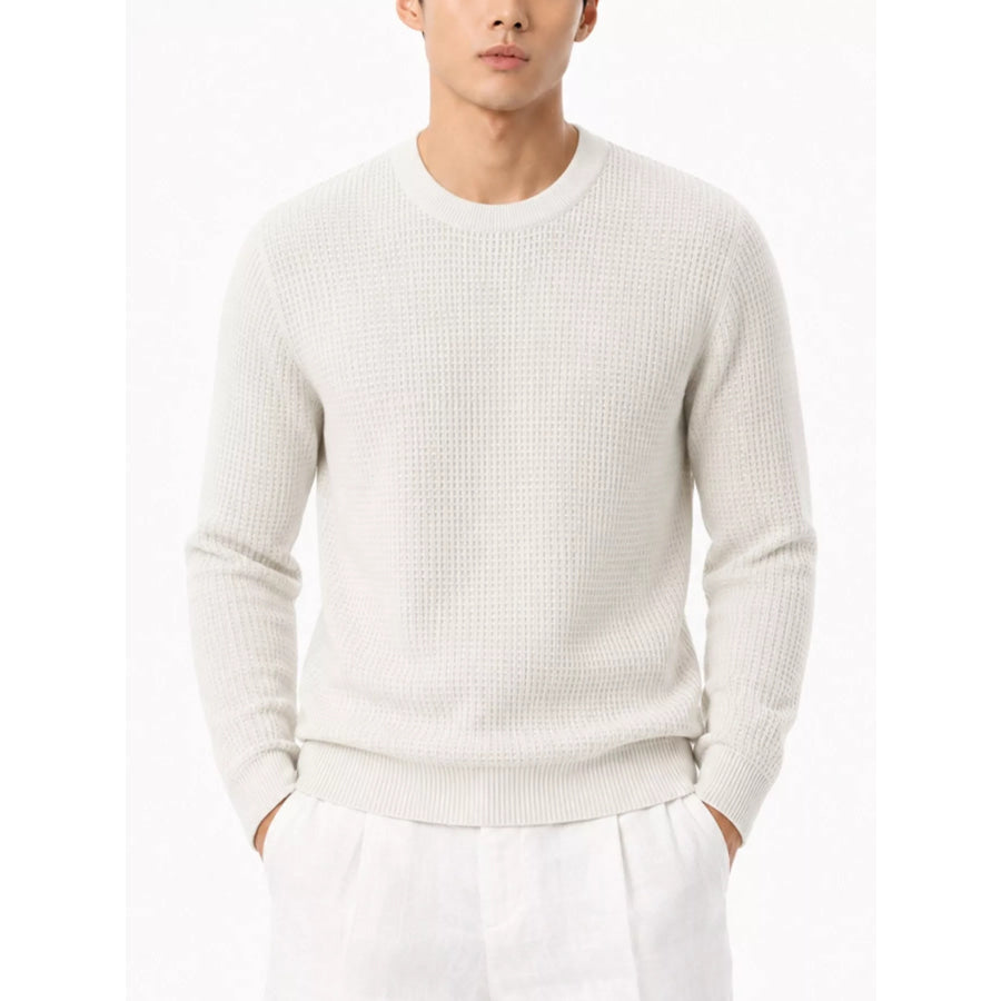 Men’s Plus Size Waffle-Knit Crew Neck Knit Top Apparel and Accessories