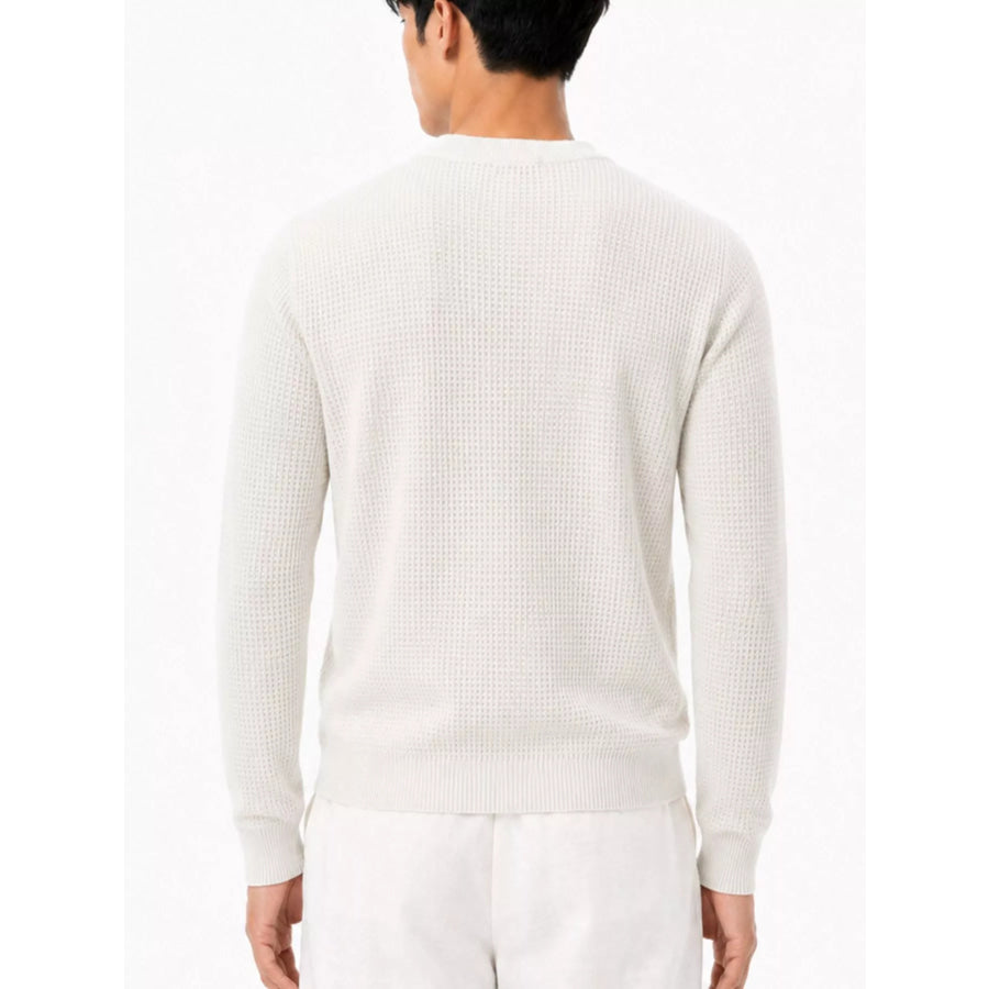 Men’s Plus Size Waffle-Knit Crew Neck Knit Top Apparel and Accessories