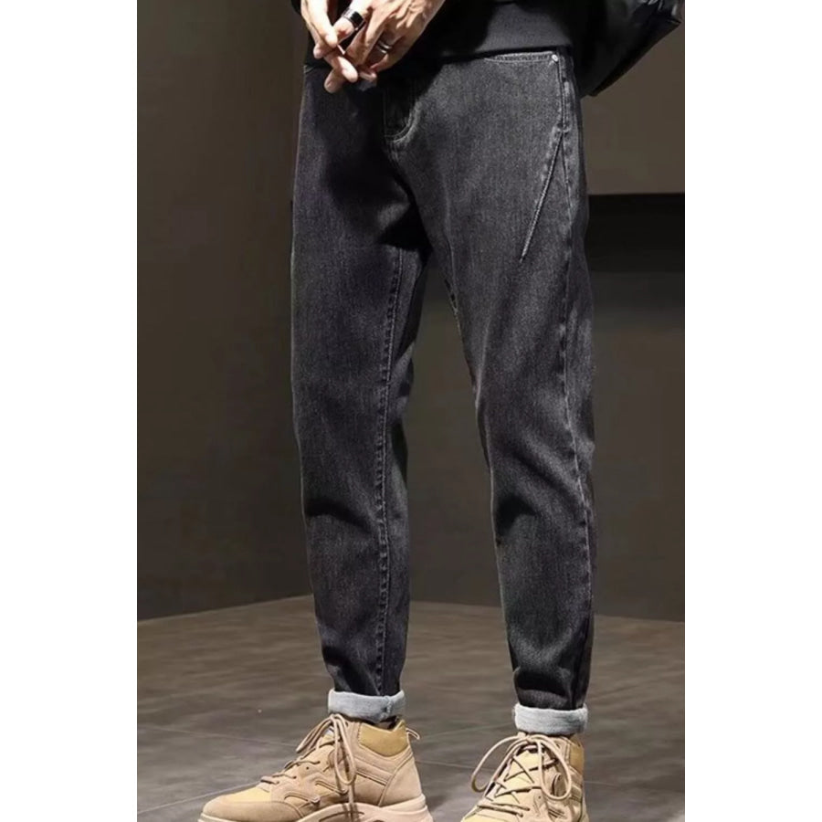 Men’s Plus Size Wash Straight Leg Jeans Black / M Apparel and Accessories