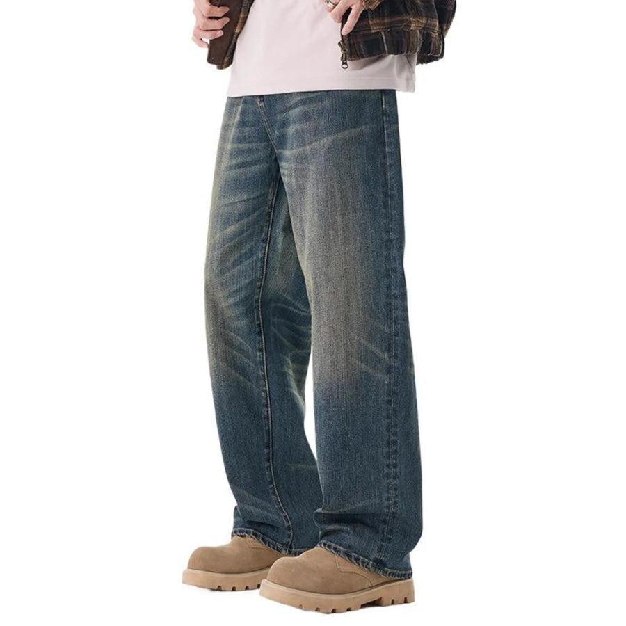 Men’s Plus Size Wash Wide Leg Jeans Apparel and Accessories