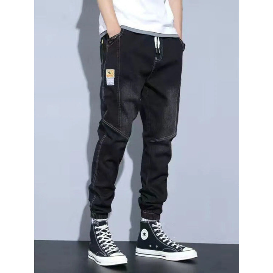 Men’s Plus Size Washed Jeans with Pockets Black / M Apparel and Accessories