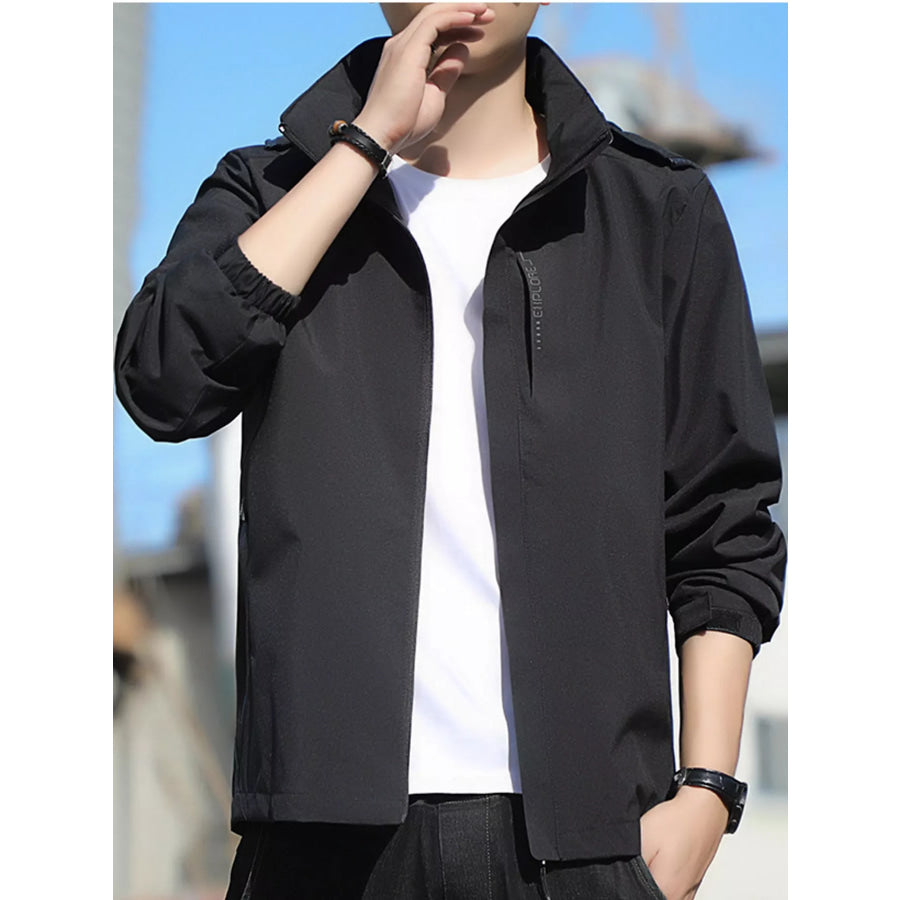 Men’s Plus Size Waterproof Zip Up Windbreaker Jacket Black / M Apparel and Accessories