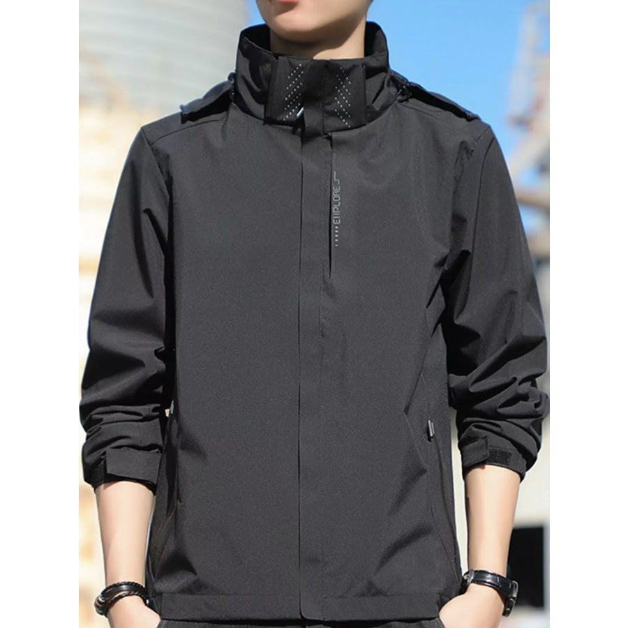 Men’s Plus Size Waterproof Zip Up Windbreaker Jacket Black / M Apparel and Accessories