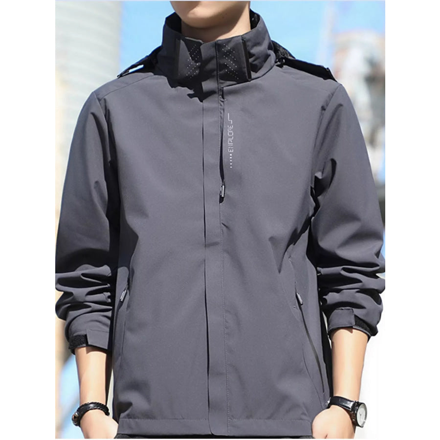 Men’s Plus Size Waterproof Zip Up Windbreaker Jacket Dark Gray / M Apparel and Accessories