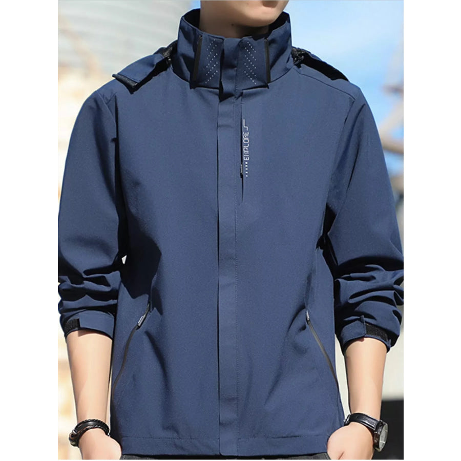 Men’s Plus Size Waterproof Zip Up Windbreaker Jacket Dusty Blue / M Apparel and Accessories