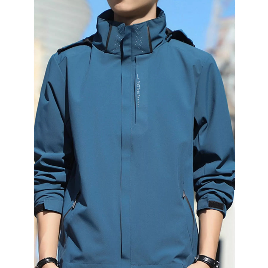 Men’s Plus Size Waterproof Zip Up Windbreaker Jacket Peacock Blue / M Apparel and Accessories