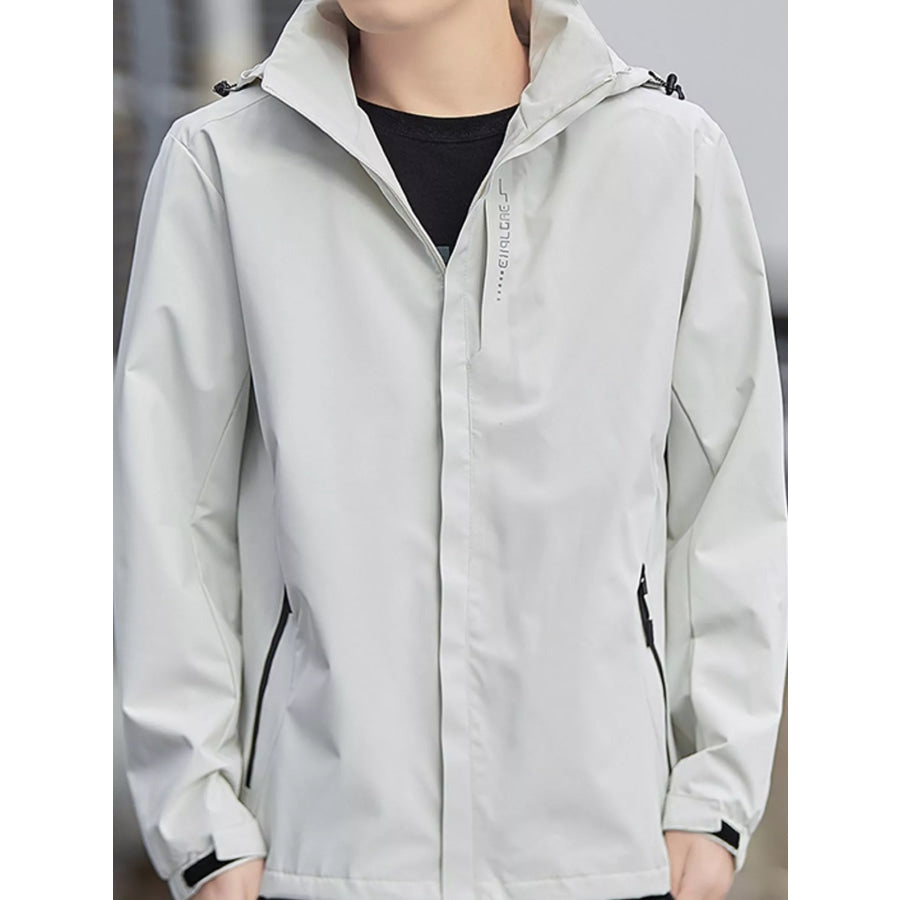 Men’s Plus Size Waterproof Zip Up Windbreaker Jacket White / M Apparel and Accessories