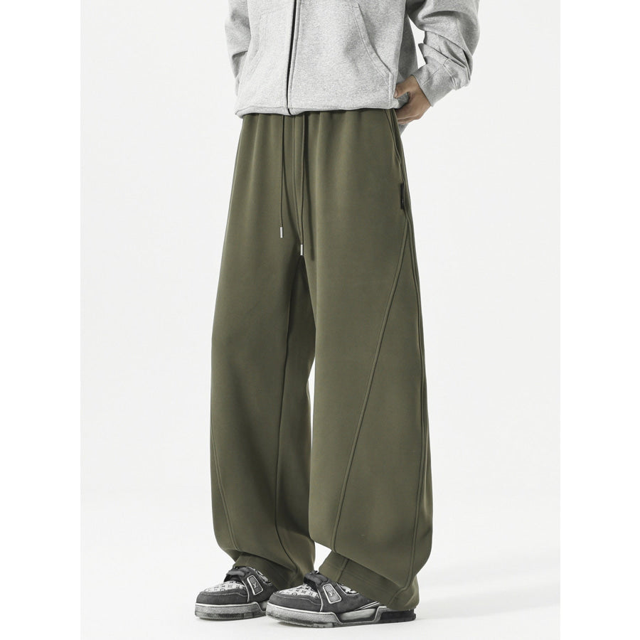 Men’s Plus Size Wide Leg Casual Drawstring Pants Army Green / M Apparel and Accessories