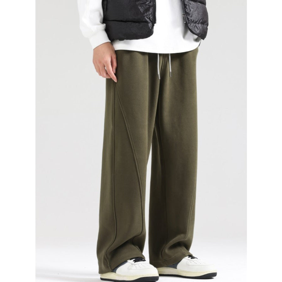 Men’s Plus Size Wide Leg Casual Pants Army Green / M Apparel and Accessories