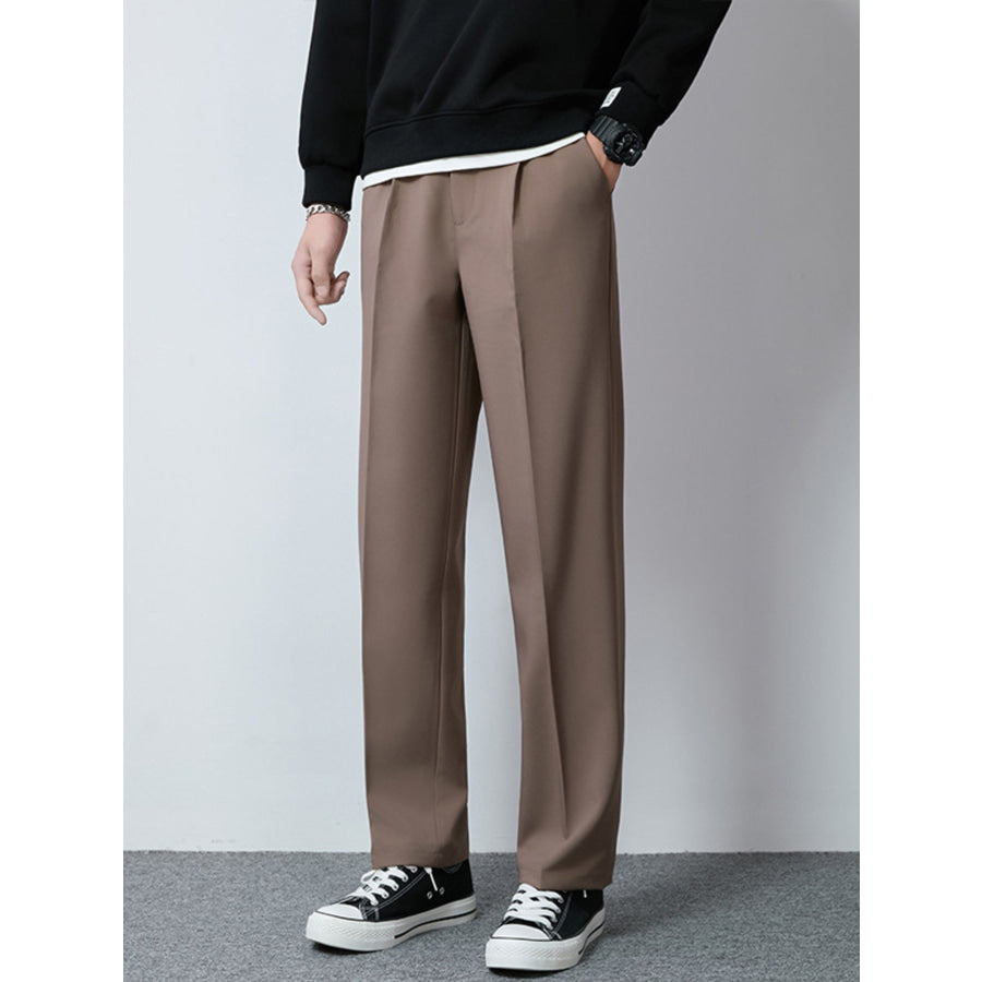 Men’s Plus Size Wide Leg Casual Pants Brown / M Apparel and Accessories