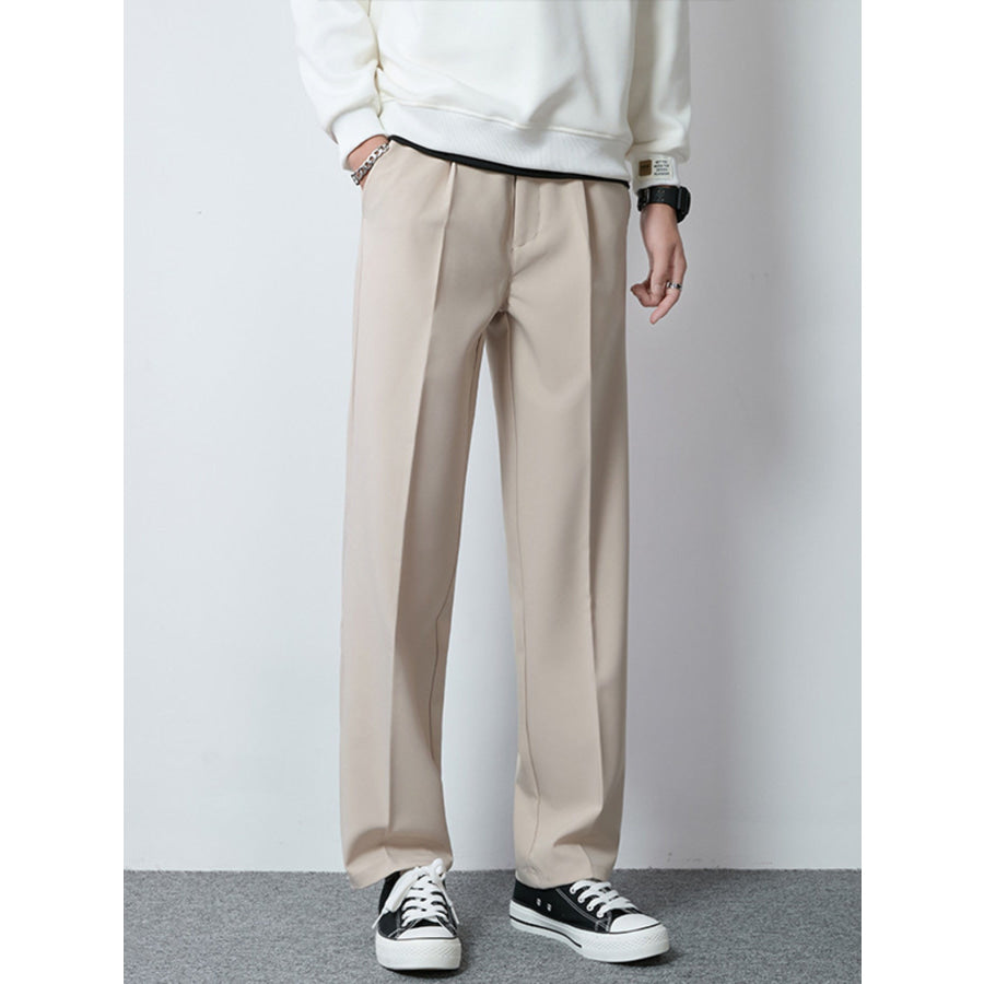 Men’s Plus Size Wide Leg Casual Pants Khaki / M Apparel and Accessories