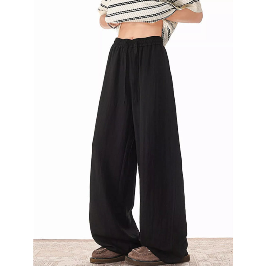 Men’s Plus Size Wide Leg Drawstring Pants Black / M Apparel and Accessories