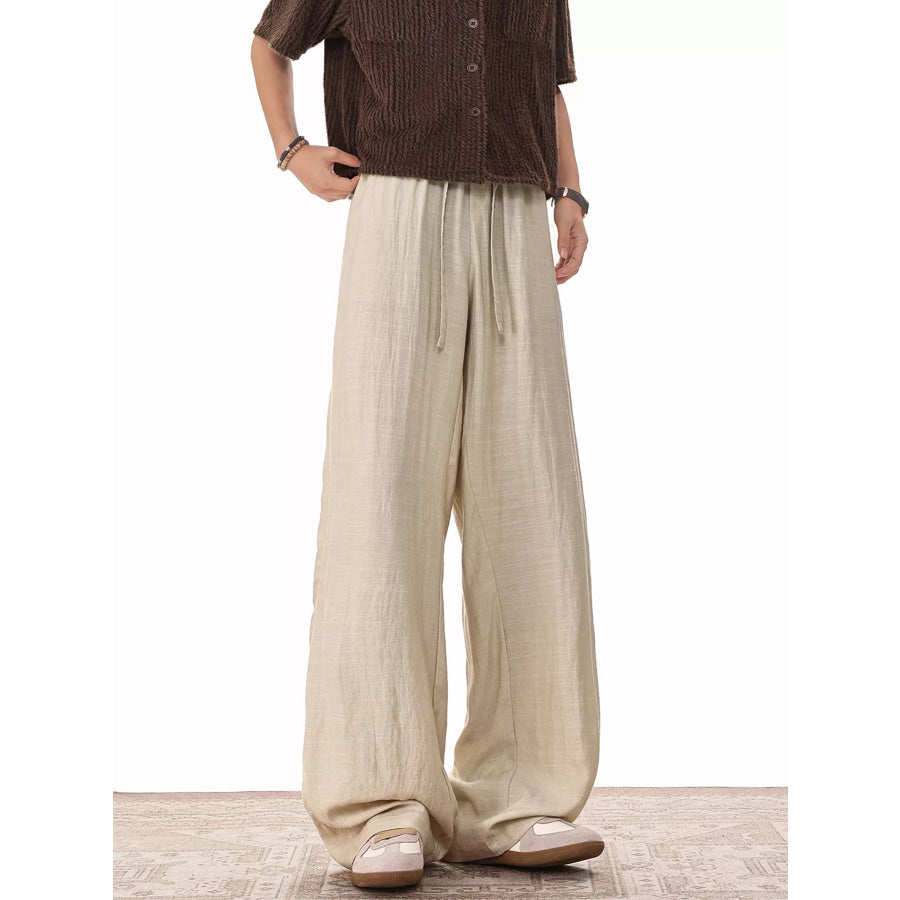 Men’s Plus Size Wide Leg Drawstring Pants Khaki / M Apparel and Accessories