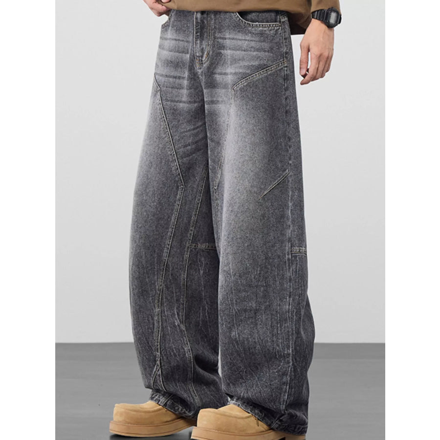 Men’s Plus Size Wide Leg Jeans Black Gray / M Apparel and Accessories
