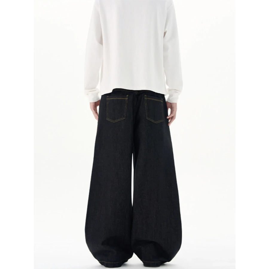 Men’s Plus Size Wide Leg Jeans with Detachable Square Scarf Apparel and Accessories