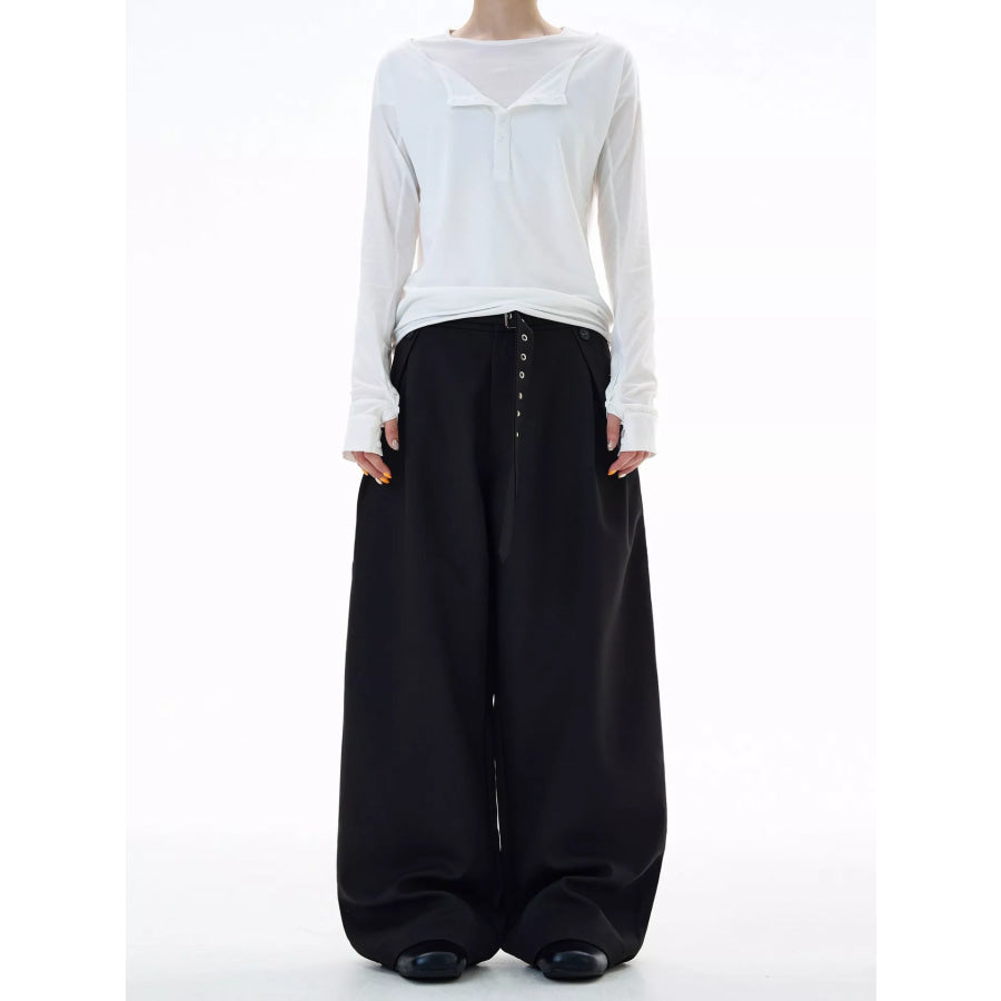 Men’s Plus Size Wide Leg Pants Black / M Apparel and Accessories