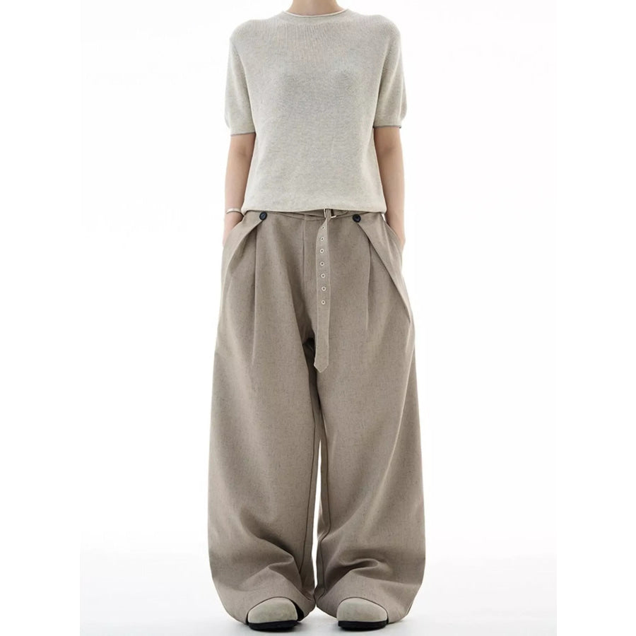 Men’s Plus Size Wide Leg Pants Khaki / M Apparel and Accessories