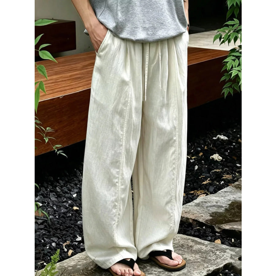 Men’s Plus Size Wide Leg Pants with Drawstring Waist Apparel and Accessories