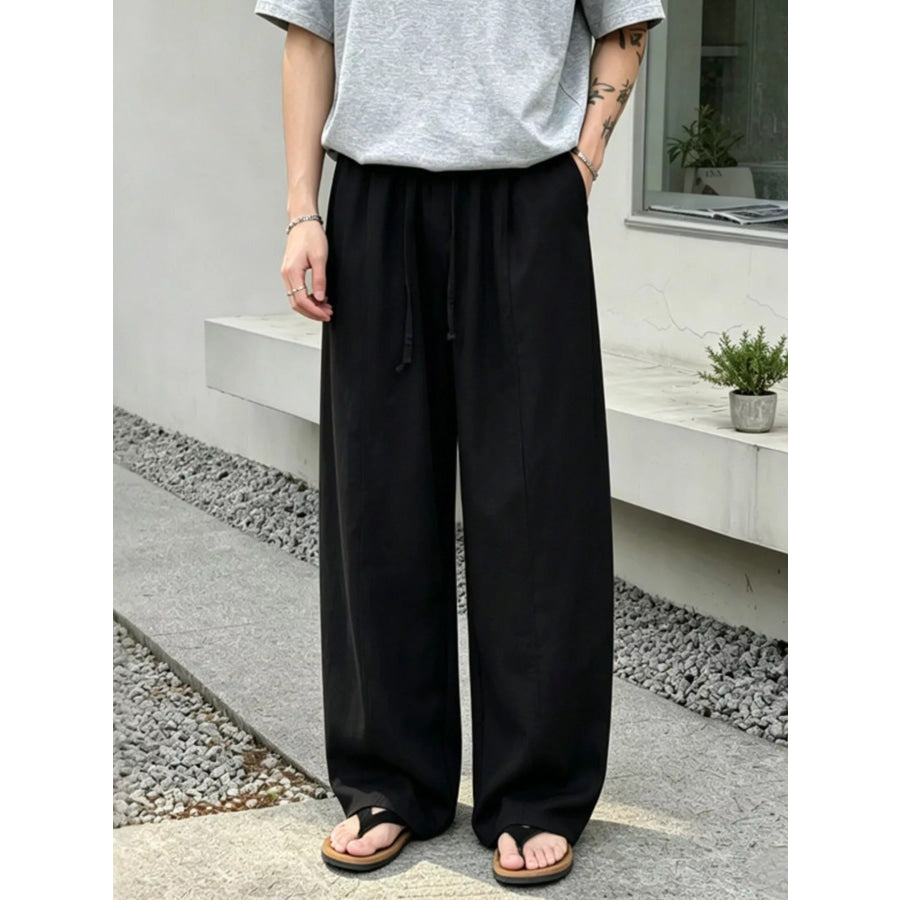 Men’s Plus Size Wide Leg Pants with Drawstring Waist Apparel and Accessories