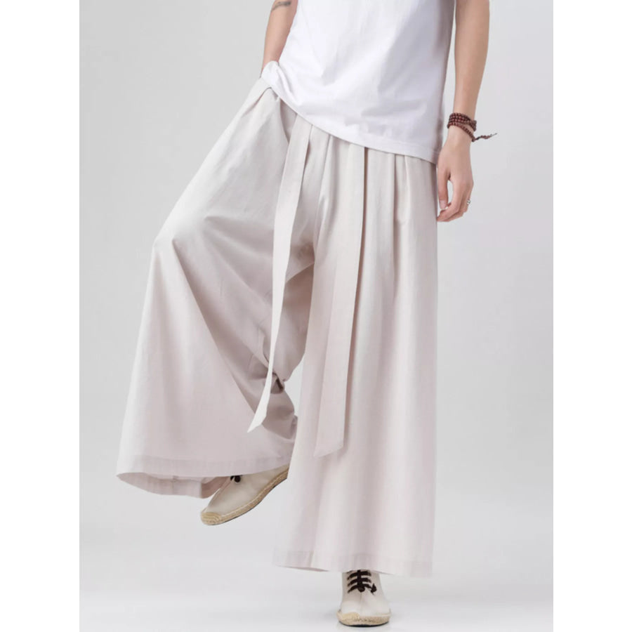 Men’s Plus Size Wide Leg Pants with Tie Waist Apparel and Accessories