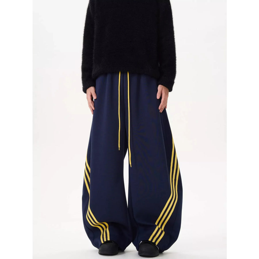 Men’s Plus Size Wide Leg Striped Track Pants Apparel and Accessories
