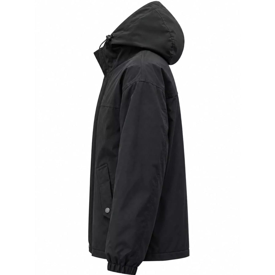 Men’s Plus Size Zip Up Hooded Jacket Black / L Apparel and Accessories