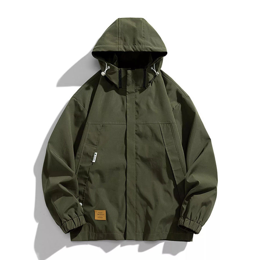 Men’s Plus Size Zip Up Hooded Jacket Army Green / L Apparel and Accessories