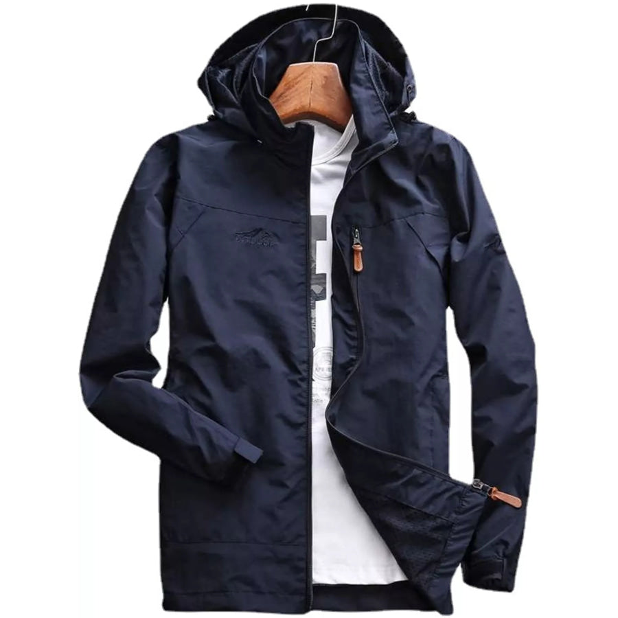 Men’s Plus Size Zip Up Hooded Jacket Dark Blue / M Apparel and Accessories