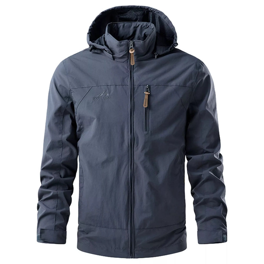 Men’s Plus Size Zip Up Hooded Jacket Gray / M Apparel and Accessories